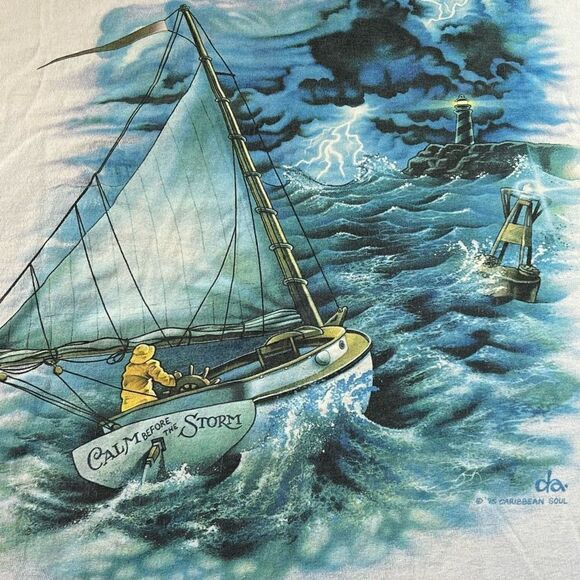 Vintage 90s Caribbean Soul Calm Before The Storm Tee - Picture 4 of 8